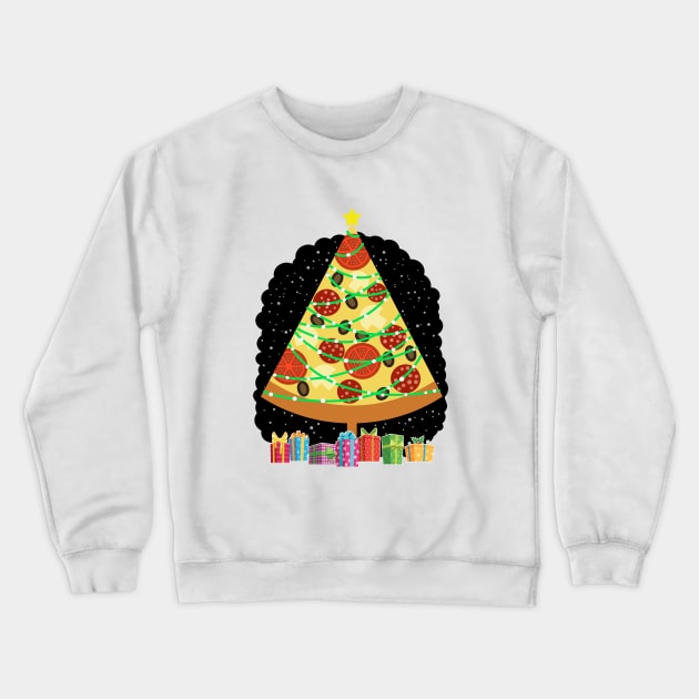 Pizza Christmas Tree Crewneck Sweatshirt by PalmGallery